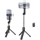 hoco. aluminijski selfie stick s LED svjetlom i bluetooth daljinskim K15 crni | shoptok.hr