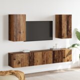 vidaXL Set TV komoda s policom Zidne s pohranom s vratima 4 pcs Staro drvo 160 x 30 x 30 cm Cijene