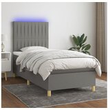  Box spring postelja z vzmetnico LED temno siva 100x200 cm blago | Shoptok.si