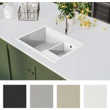  Dvojno kuhinjsko pomivalno korito z luknjo bel granit, (21670601) | Shoptok.si