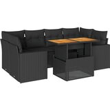 Maison Chic Seti vrtnega pohištva - Vrtna garnitura - Vrtni pohištvo set 7-delna z blazinami črn poli ratan, (21798851) | Shoptok.si