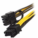 Napojni kabel (20cm, molex 4-pin na PCI-e 8-pin (6+2), crni)