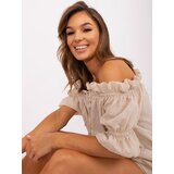 Fashion Hunters Beige Spanish blouse with openwork pattern | shoptok.hr