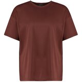 Trendyol Curve Plus Size T-Shirt - Brown - Oversize Cene