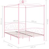  Okvir za krevet s baldahinom ružičasti metalni 180 x 200 cm | shoptok.hr