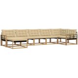  Set vanjskih sofa 7 kom. Bijela i bež Čvrsto drvo akacije 406 x 168,5 x 73 cm | shoptok.hr