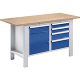 eurokraft basic Modulna delovna miza, širina plošče 1500 mm, 5 predalov, 1 vrata, plošča multipleks | Shoptok.si