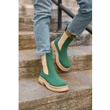 Madamra Green Women's Suede Boots with Rubber Detail Flat sole. Cene