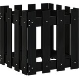 vidaXL Vrtno korito z ograjico črno 40x40x40 cm trdna borovina | Shoptok.si