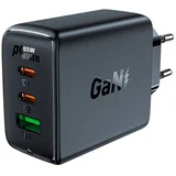 A41 omrežni polnilec, 2x USB-C + USB, GaN 65W (črn)