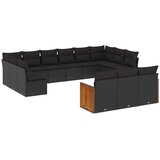  13-dijelni set vrtnih sofa s jastucima poliratan crni | shoptok.hr