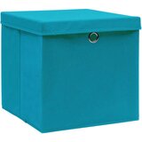 vidaXL Škatle s pokrovi 4 kosi 28x28x28 cm baby modre | Shoptok.si
