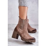 Kesi Women's Suede Platform Boots Beige Martine | shoptok.hr