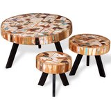  Set Stolića za Kavu od Masivnog Obnovljenog Drveta Tri Komada | shoptok.hr