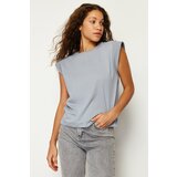 Trendyol Gray Rib Detail Moon Sleeve Basic Knitted T-Shirt Cene