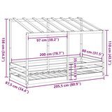  Dječji krevet s krovom bijeli 80 x 200 cm od masivne borovine | shoptok.hr
