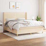  Krevet s oprugama i madracem krem 160x200 cm od tkanine | shoptok.hr