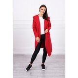 Kesi Long red hooded cardigan