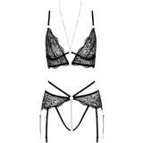 Abierta Fina otvoreni čipkasti grudnjak set (crni) - L | shoptok.hr