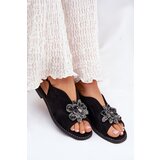 S. BARSKI Women's Flat Heeled Sandals With Decoration S.Barski KV27-001 Black | ePonuda.com
