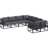  Vrtna sedežna garnitura z blazino 8 pcs Črna Aluminij - - črna - 83.25 - 283 x 283 x 71 cm - | Shoptok.si