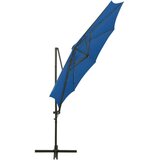  Konzolni suncobran sa stupom i LED svjetlima 300 cm azurnoplavi | shoptok.hr