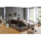 Meise Möbel Sivorjava oblazinjena zakonska postelja s prostorom za shranjevanje z letvenim dnom 200x240 cm Cube – | Shoptok.si