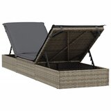 LEŽAJ za sunčanje 1 kom s jastukom sivi 201x55x62 cm poliratan | shoptok.hr