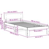  Krevetna konstrukcija s uzglavljem Smeđa 90x190 cm Čvrsta borovina | shoptok.hr