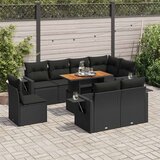 vidaXL 9-dijelni set vrtnih sofa s jastucima crni od poliratana | shoptok.hr