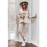 numoco basic 630-1 Warm cardigan with pockets and cuffs on the sleeves - beige | Shoptok.si