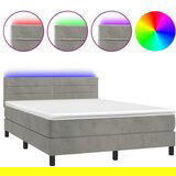 The Living Store Box spring postelja z vzmetnico LED sv. siva 140x190 cm žamet - Box Spring Postelja, (21493453) | Shoptok.si