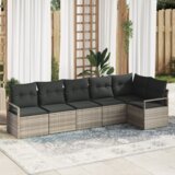 vidaXL 6-delni vrtni kavč set z blazinami svetlo siva poli ratan | Shoptok.si