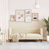 vidaXL Fotelja Chesterfield 2-sjed Krem umjetna koža | shoptok.hr