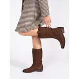 Sergio Leone Brown leather cowboy boots with a heel by | shoptok.hr