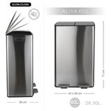 Spirella Jeklen koš za smeti 2x30 l za ločevanje odpadkov/s pedalom v mat srebrni barvi Aliya – | Shoptok.si