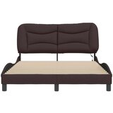  Posteljni okvir z LED lučkami temno rjav 140x200 cm tkanina | Shoptok.si