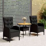  3-dijelni vrtni bistro set od poliratana crni Cijene