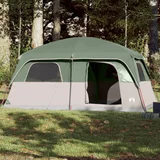 vidaXL Družinski šotor za 10 oseb zelen vodoodporen