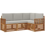  Setovi sofa 4 pcs Prirodna i svijetlo siva Čvrsto drvo akacije | Eponuda.com