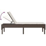  Ležaljka za sunčanje s jastukom smeđa 55x200x44 cm poli ratan | shoptok.hr