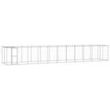  Zunanji pasji boks pocinkano jeklo s streho 26,62 m² - - Srebrna - 106.75 - 1210 x 220 x 180 cm - | Shoptok.si