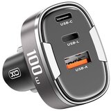XO avtopolnilnik PD QC 3.0 100W 1x USB 1x USB-C 1x Lightning | Shoptok.si