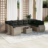 Maison Chic Seti vrtnega pohištva - Vrtna garnitura - Vrtni pohištvo set 10-delna z blazinami sv. siv poli ratan, (21815479) | Shoptok.si