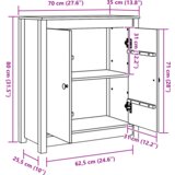  S pohranom s vratima Smeđa 70 x 35 x 80 cm Čvrsta borova drva | shoptok.hr