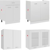  Set kuhinjskih ormarića od 4 dijela "Lyon" od bijelog inženjerskog drva | shoptok.hr