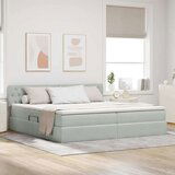  Krevet S LED lampica Svijetlo siva 200 x 200 cm Baršun | shoptok.hr