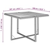  9-dijelni vrtni blagovaonski set s jastucima crni od poliratana Crna 109 cm table length | shoptok.hr
