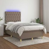  box spring s madracem LED smeđesivi 120 x 200 cm tkanina | shoptok.hr