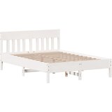  The Living Store Posteljni okvir brez vzmetnice bel 150x200 cm trdna borovina - Posteljni Okvir, (21499924) | Shoptok.si